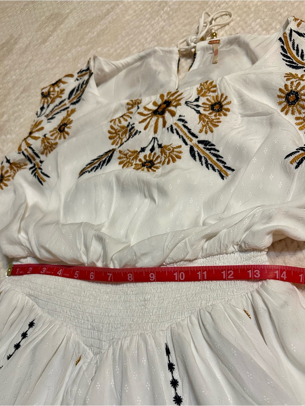 Free People Catalina Embroidered Romper Ivory Boho Size M - Picture 10 of 13